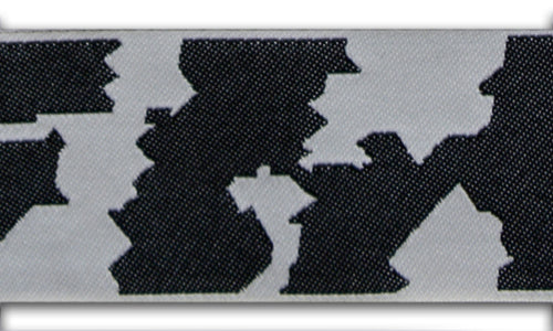 1 1/2" Black & White Bovine Woven Ribbon