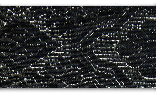 1 1/2" All-Over Geometric Black & White Woven Rayon Ribbon