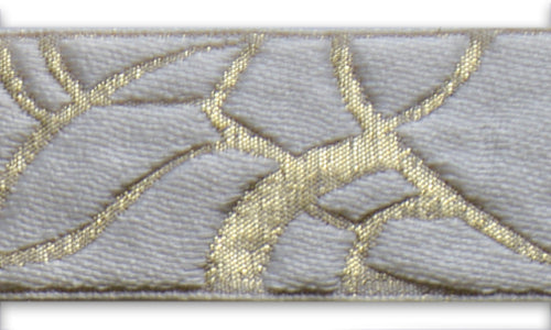 1" Gold Metallic & White Mosaic Woven Rayon Ribbon