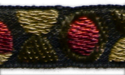 1/2" Metallic Gold Bubbles Black Woven Ribbon (Made in France)