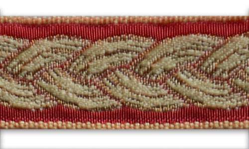 3/4" Red & Metallic Gold Braid Woven Ribbon (Made in France)