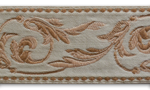 2" Cafe au Lait Scrolls Vintage Woven Trim