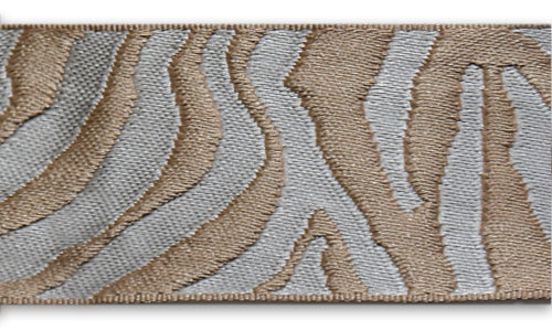 1 1/2" Beige Sand & Silvery White Zebra Woven Ribbon