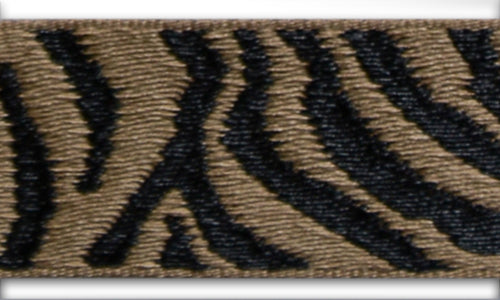 7/8" Peanut Brown & Black Zebra Woven Ribbon