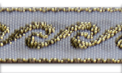1/2" Vitruvian Wave Gold & White Woven Ribbon
