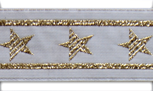 1" Metallic Gold Stars White Woven Ribbon