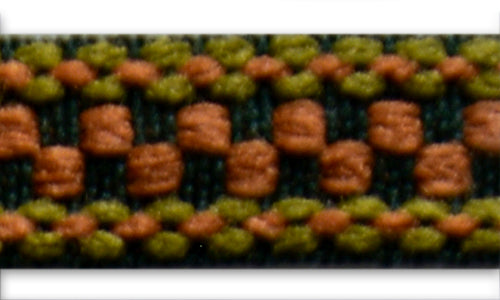 1/2" Olive & Pumpkin Checkerboard Woven Ribbon