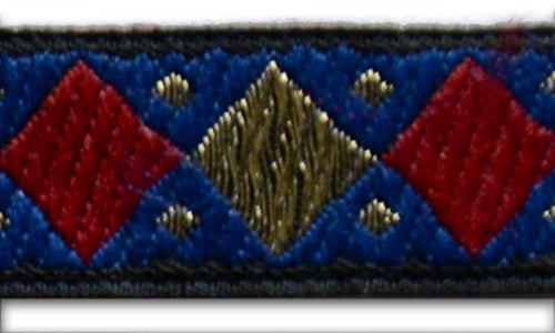 5/8" Metallic Gold & Wine Diamonds Woven Ribbon