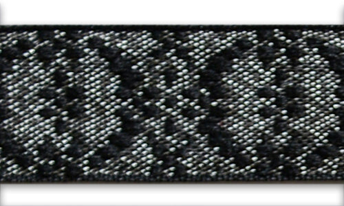 5/8" Black & Silver Floral Medallions Woven Ribbon