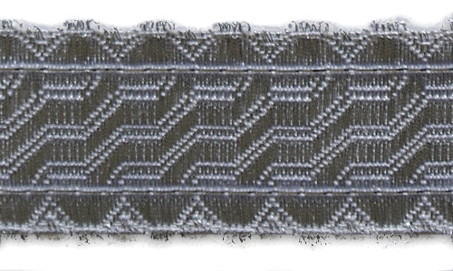 1" Silver Metallic Geometric Steps Woven Ribbon