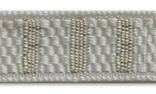 1/2" Pale Gold & White Columns Woven Ribbon