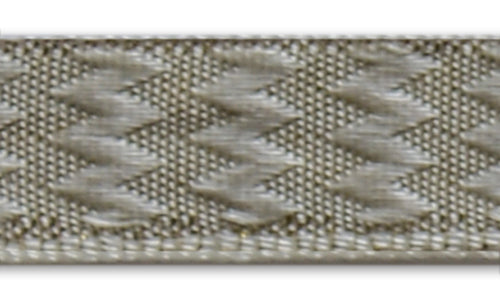 1/2" Pale Gold & White Zig-Zag Columns Woven Ribbon (Made in France)
