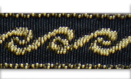 1/2" Vitruvian Wave Gold & Black Woven Ribbon