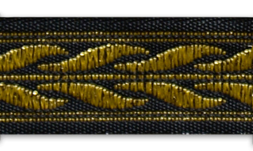 1/2" Classical Leaf Garland Gold & Black Woven Ribbon