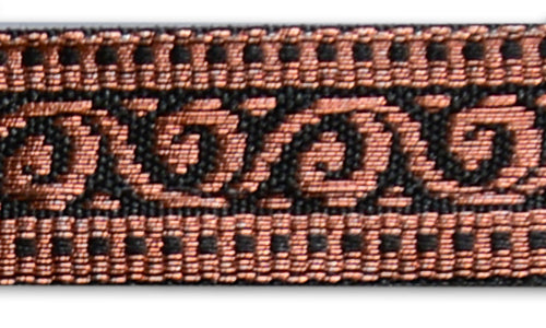 5/8" Copper Meander Black Woven Ribbon
