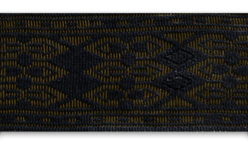 1 1/2" Gold Metallic Kilim-Inspired Black Woven Ribbon (Made in Austria)