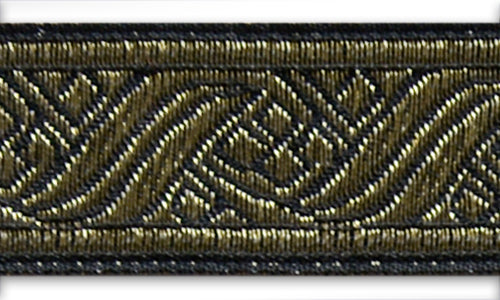 3/4" Antique Gold Metallic "S" Wave Black Woven Ribbon
