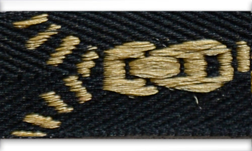 3/4" Metallic Gold Open Zipper Black Woven Ribbon (Made in Germany)