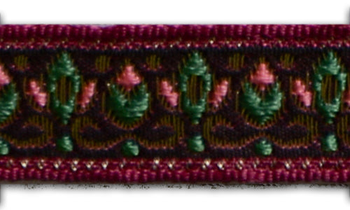 1/2" Art Nouveau-Inspired French Pink Tulips & Gold Metallic Woven Ribbon (Made in France)