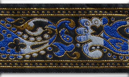 1 1/2" Gold Metallic Ombré Paisley Black Woven Ribbon