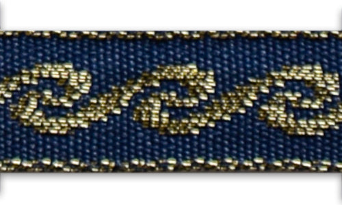 1/2" Vitruvian Wave Gold & Royal Navy Woven Ribbon