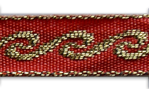 1/2" Vitruvian Wave Gold & Scarlet Woven Ribbon