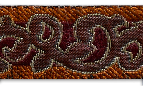 3/4" Arabesque Scroll Saffron Woven Ribbon