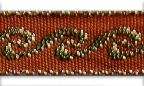 1/2" Vitruvian Wave Gold & Burnt Orange Woven Ribbon