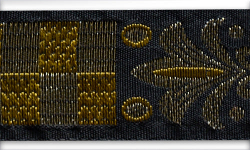 1" Metallic Gold & Silver Mirrored Fleur-de-Lies Woven Ribbon
