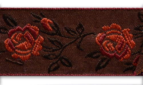 1 1/4" Autumnal Roses Woven Ribbon