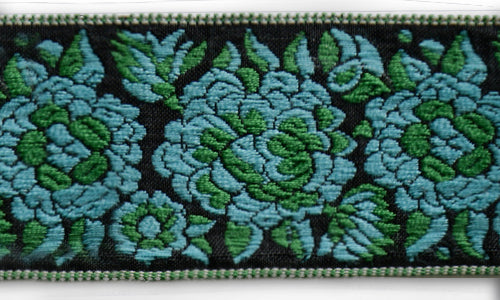 2 1/4" Emerald Roses Woven Cotton Ribbon