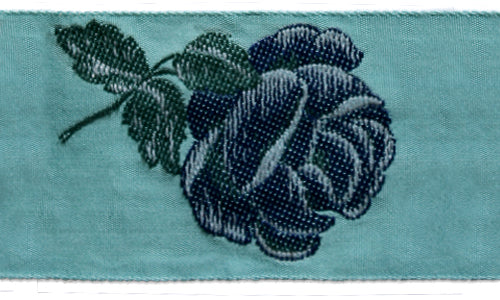 2 1/4"  Black Rose Woven Cotton Ribbon (Made in France)