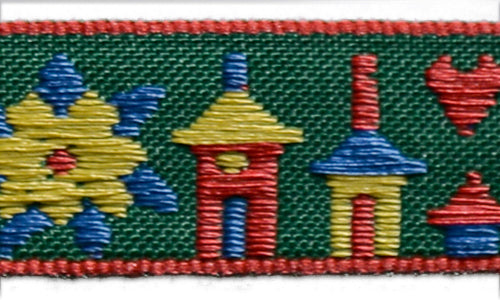 3/4" Heart Homes Woven Ribbon