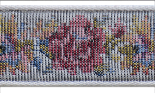 1" Romantic Pink Roses Brocade Woven Ribbon