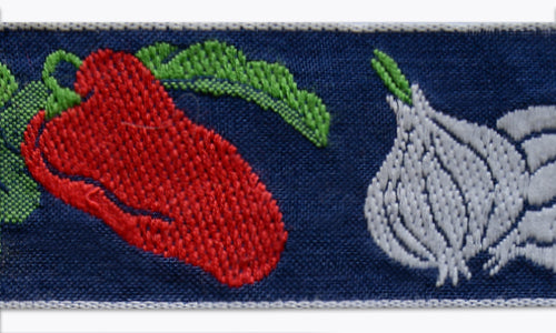 2" Chef's Sweet Peppers & Garlic Woven Ribbon (Made in France)