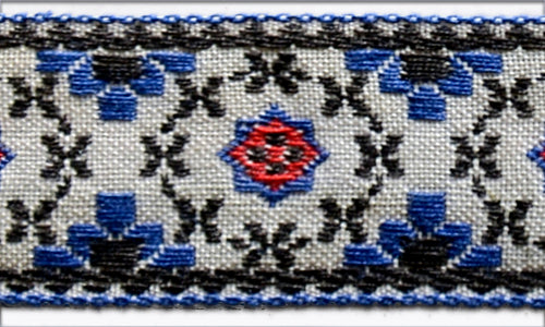 1" Starry Red Polygons Woven Cotton Ribbon