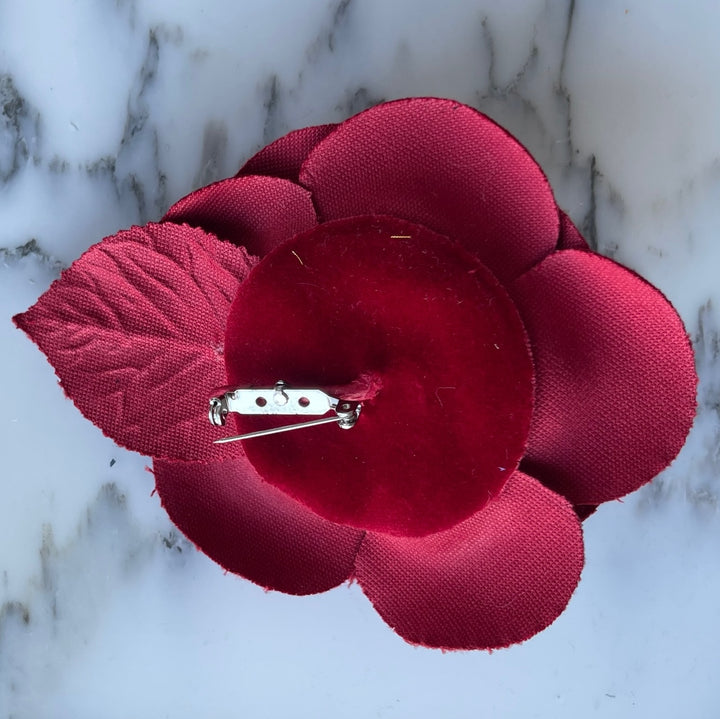 Lipstick Red Velvet Camellia Silk Flower (Made in USA)