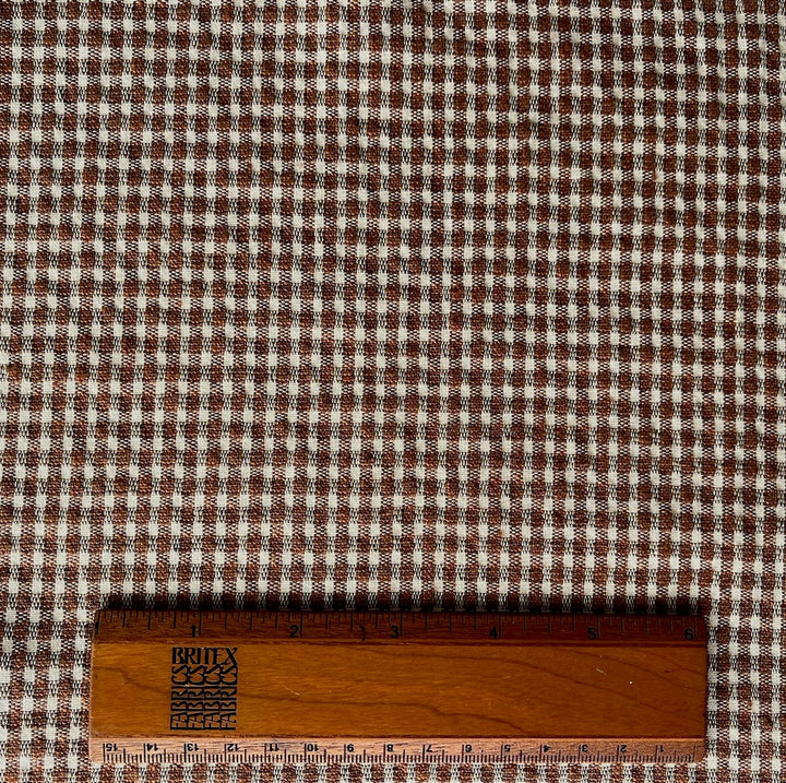 Albini Chunky Pumpkin Checked Crinkled Cotton Suiting (Made in Italy)