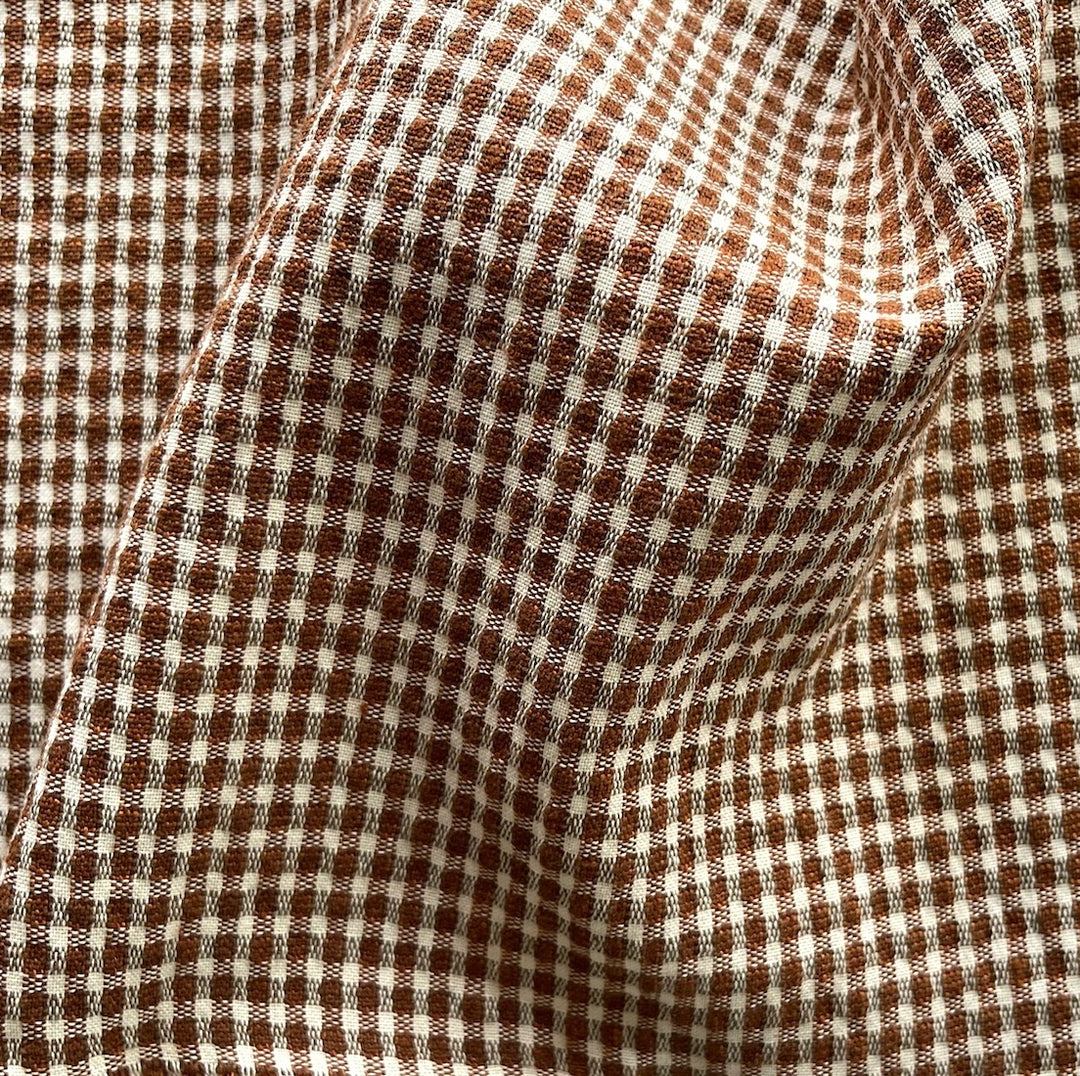 Albini Chunky Pumpkin Checked Crinkled Cotton Suiting (Made in Italy)