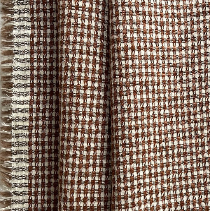 Albini Chunky Pumpkin Checked Crinkled Cotton Suiting (Made in Italy)