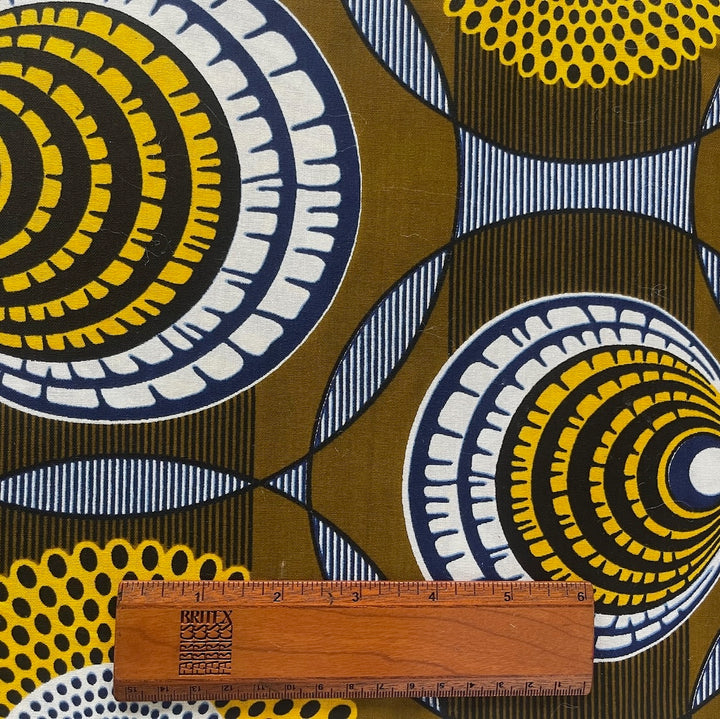 Light-Weight Raw Umber & Marigold Circles African Cotton Print