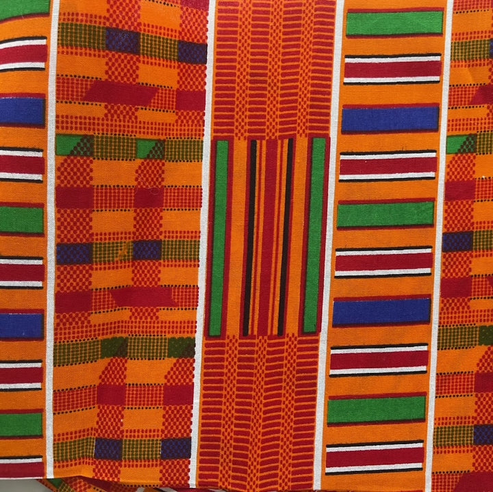 Light-Weight Juicy Orange Striped African Cotton Print