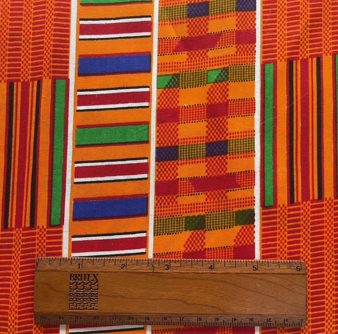 Light-Weight Juicy Orange Striped African Cotton Print