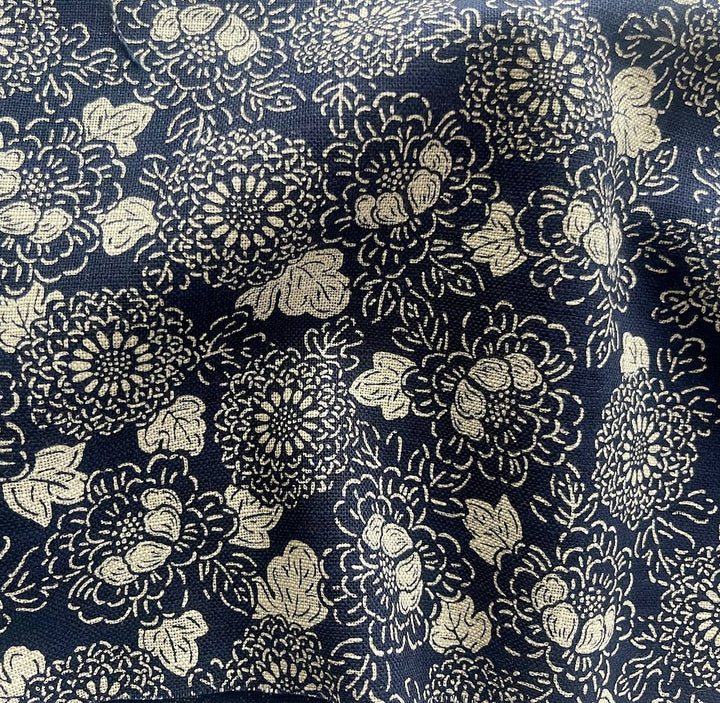 Nara Indigo Floribunda Cotton Dobby (Made in Japan)