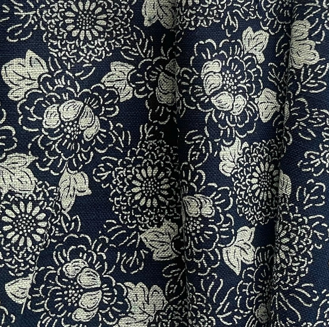 Nara Indigo Floribunda Cotton Dobby (Made in Japan)