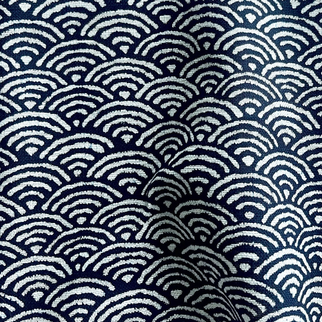 Seigaiha Waves Indigo Cotton Dobby (Made in Japan)