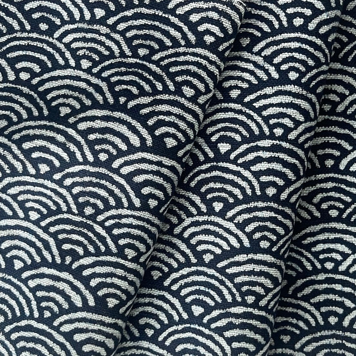 Seigaiha Waves Indigo Cotton Dobby (Made in Japan)