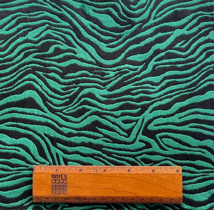 Emerald Sea Glass Zebra Stretch Cotton Jacquard Suiting (Made in Italy)