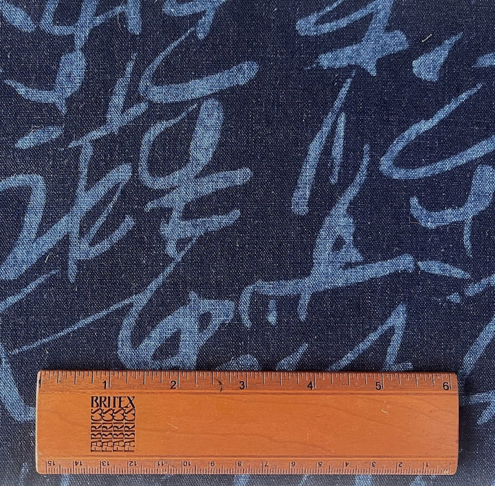 Calligraphy Traditional Tsutsugaki Indigo Cotton (Made in Japan)