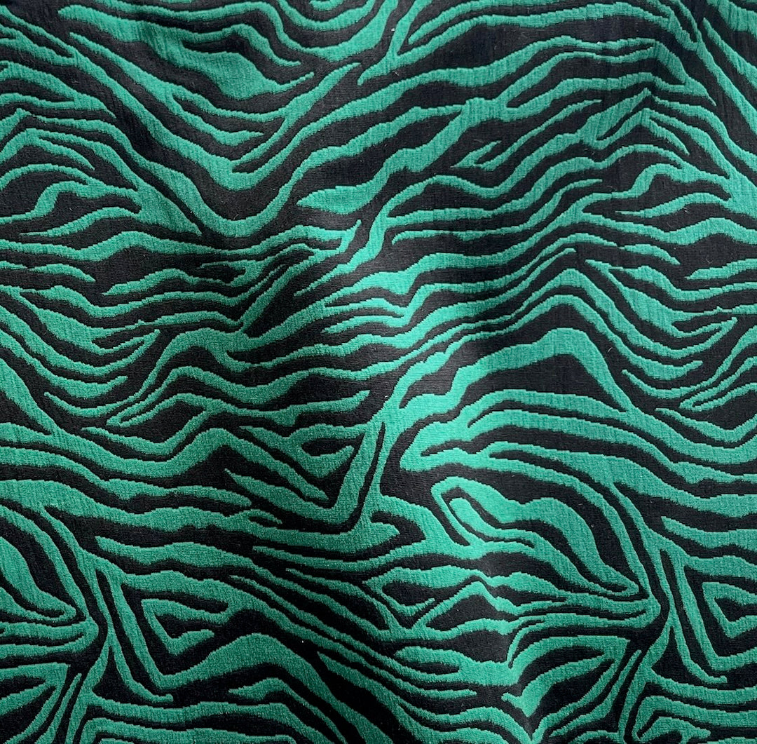 Emerald Sea Glass Zebra Stretch Cotton Jacquard Suiting (Made in Italy)